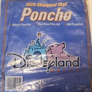 Disneyland Resort Waterproof Vinyl Poncho One Size Fits All Adults Blue